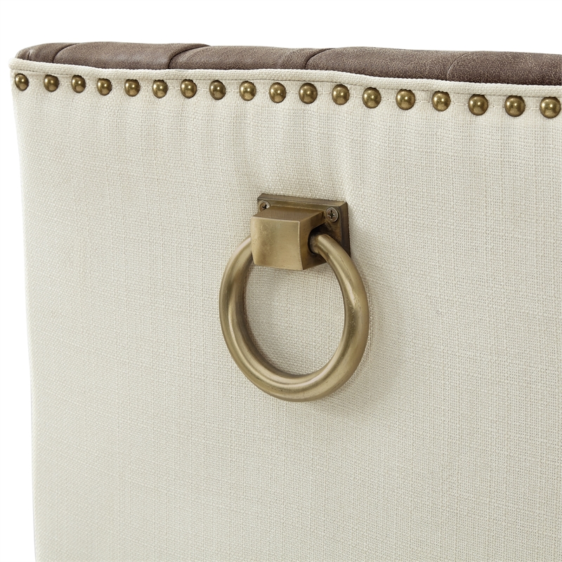 Posh Living Preslie Leather PU/Linen Barstool (Set of 2) Brown