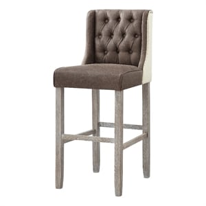 Posh Living Preslie Leather PU/Linen Barstool (Set of 2) Brown