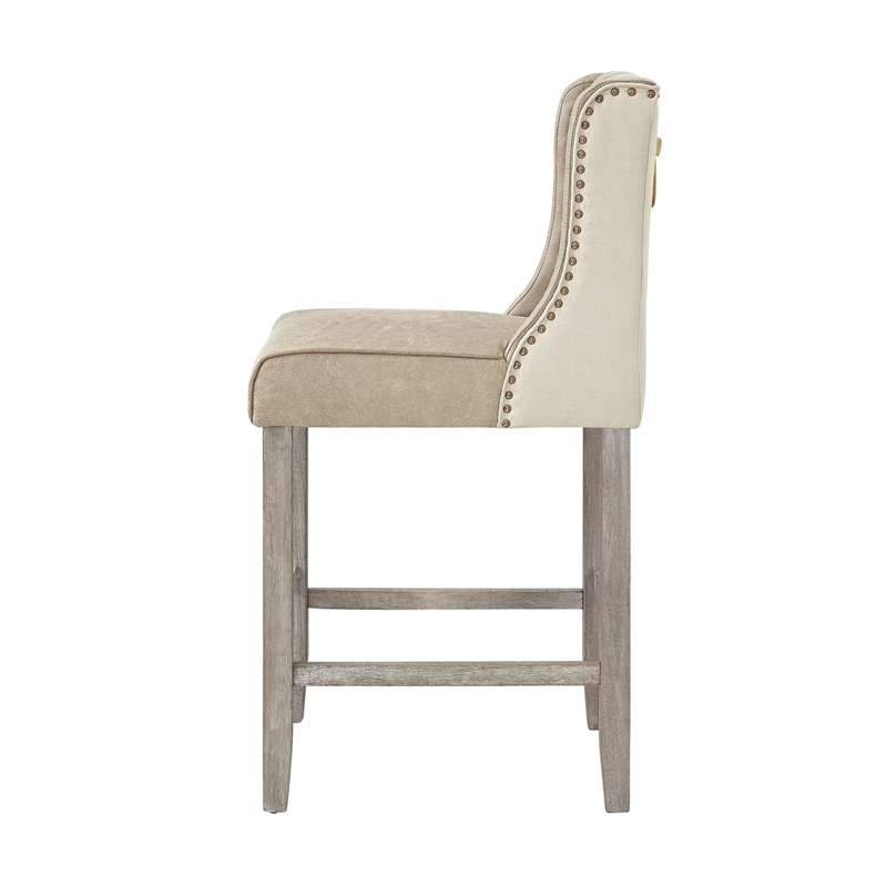 Posh Living Preslie Leather PU Counter Stool (Set of 2) Beige