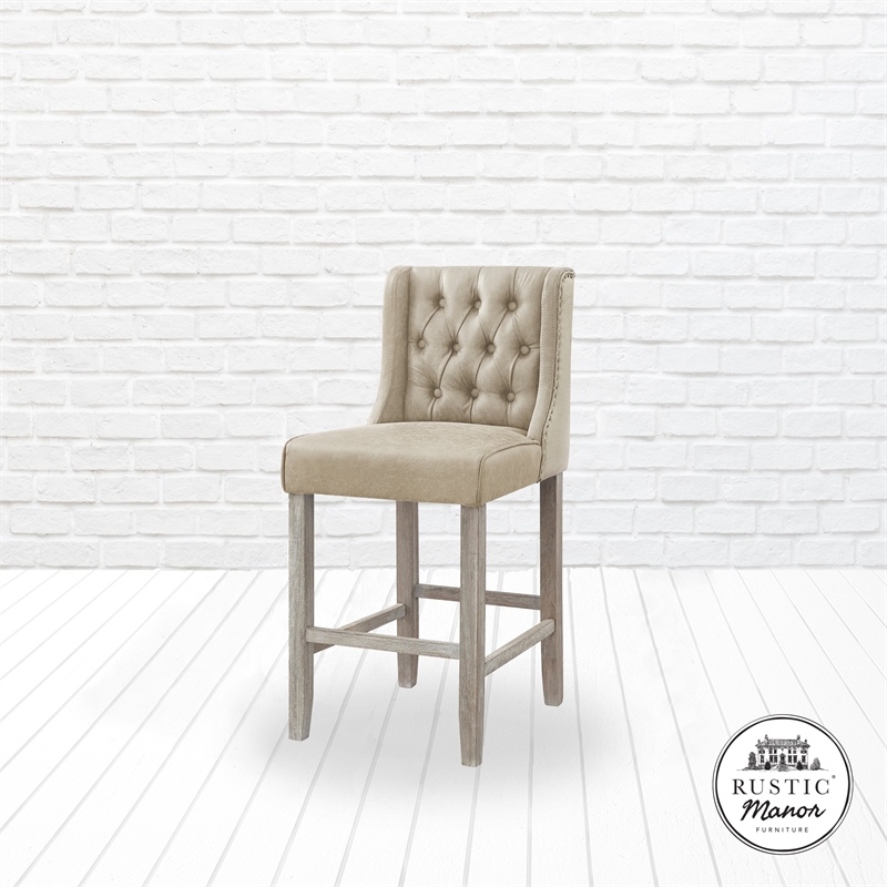 Posh Living Preslie Leather PU Counter Stool (Set of 2) Beige