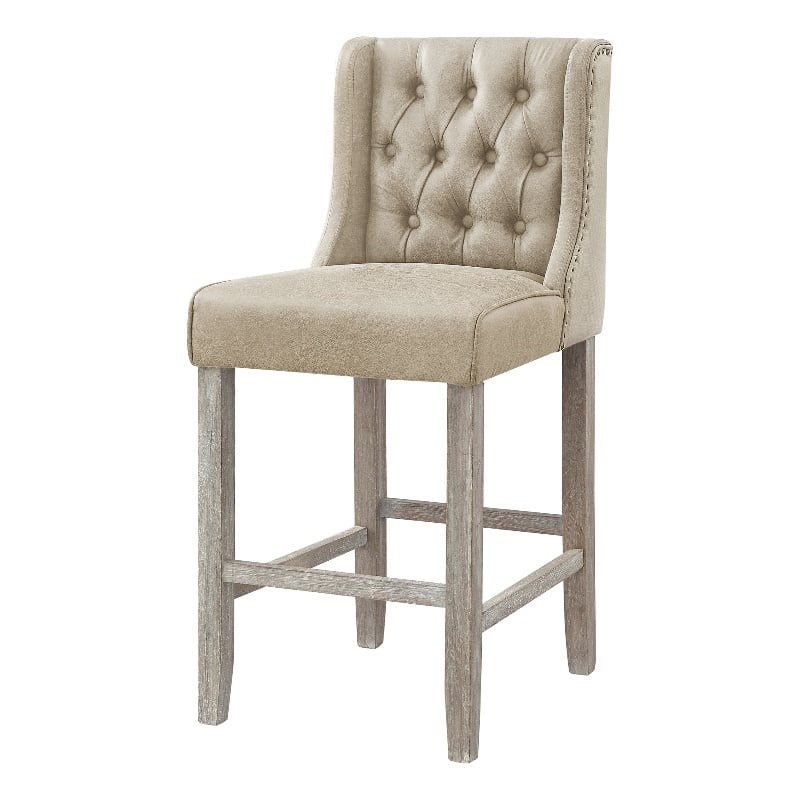 Posh Living Preslie Leather PU Counter Stool (Set of 2) Beige