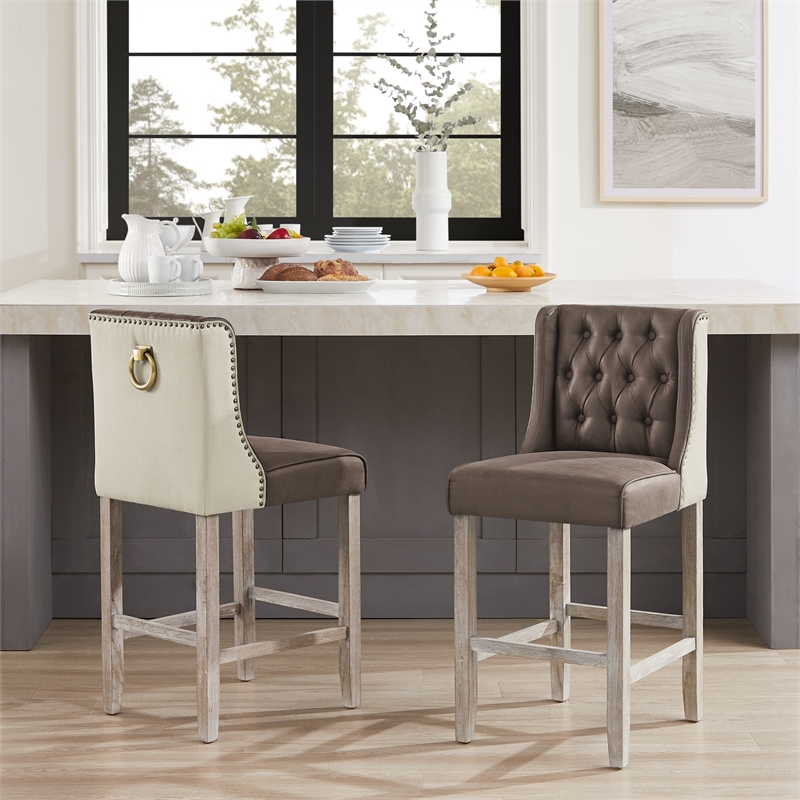 Posh Living Preslie Leather PU Counter Stool (Set of 2) Brown