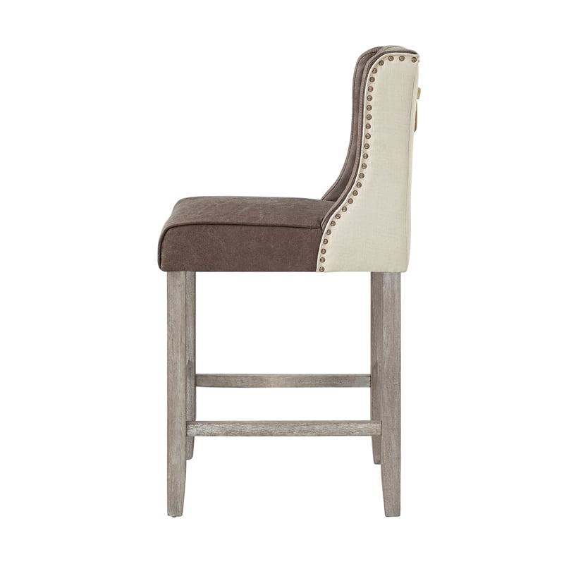 Posh Living Preslie Leather PU Counter Stool (Set of 2) Brown