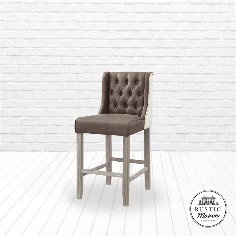 Posh Living Preslie Leather PU Counter Stool (Set of 2) Brown