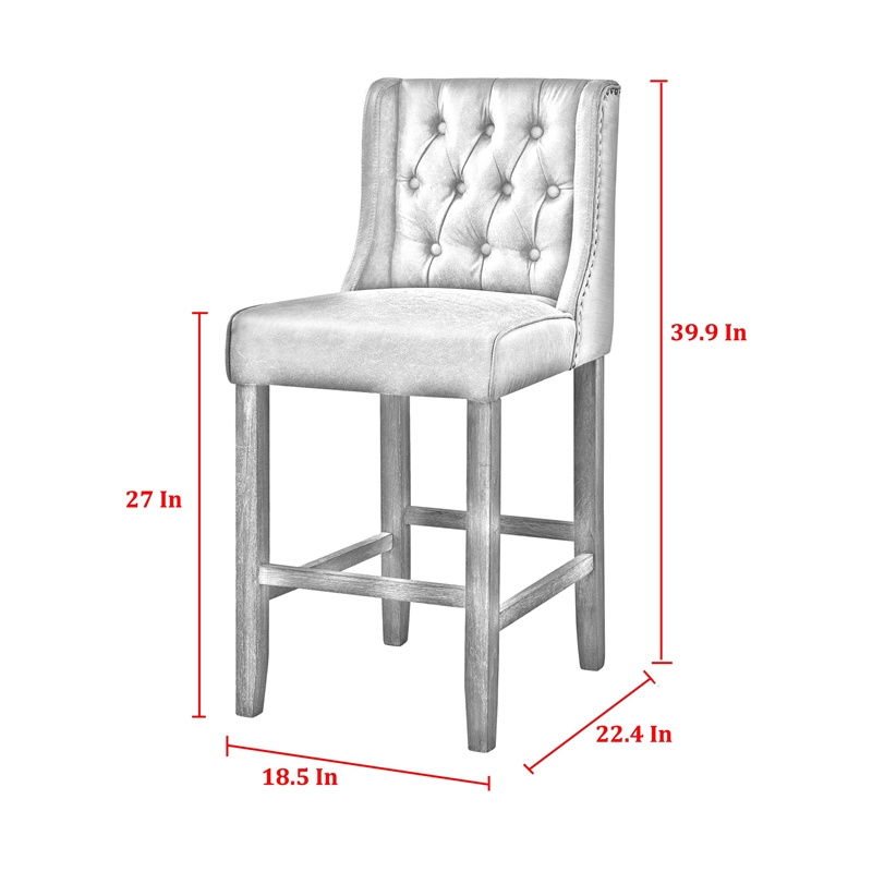 Posh Living Preslie Leather PU Counter Stool (Set of 2) Grey