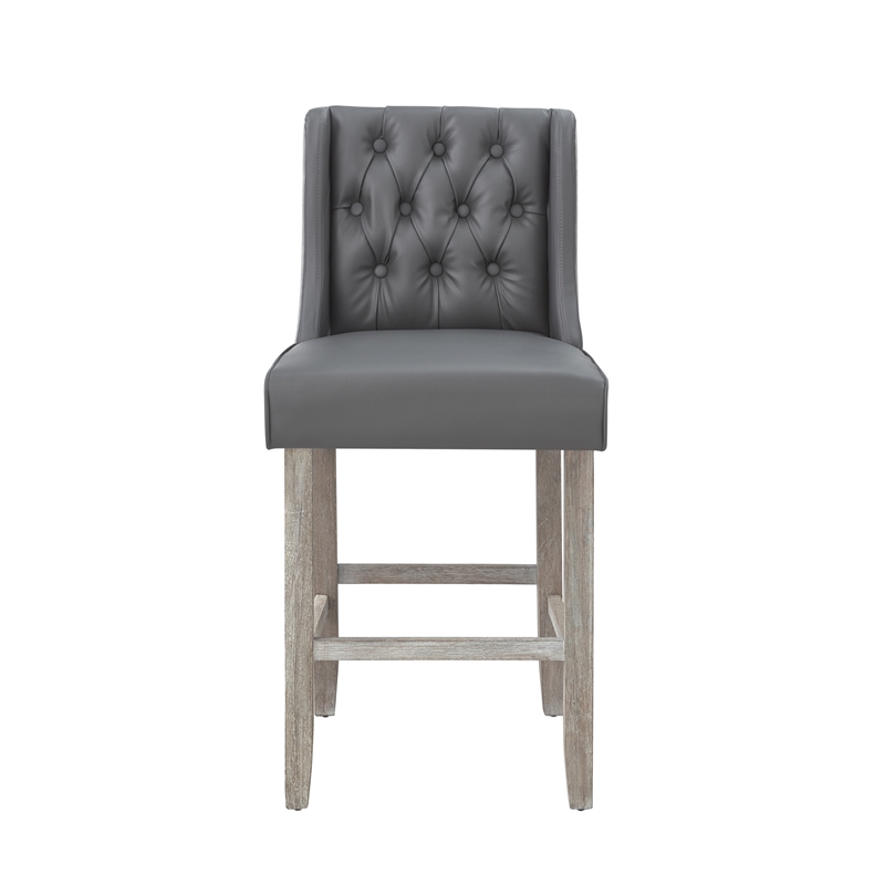 Posh Living Preslie Leather PU Counter Stool (Set of 2) Grey