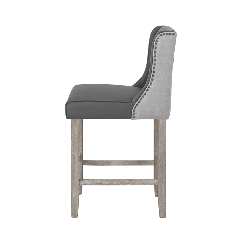 Posh Living Preslie Leather PU Counter Stool (Set of 2) Grey