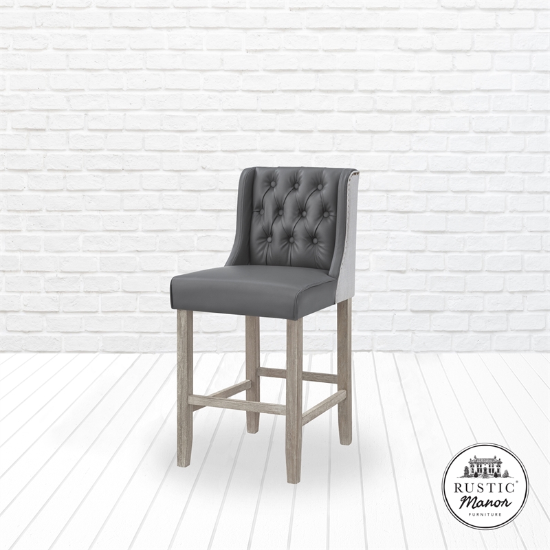 Posh Living Preslie Leather PU Counter Stool (Set of 2) Grey