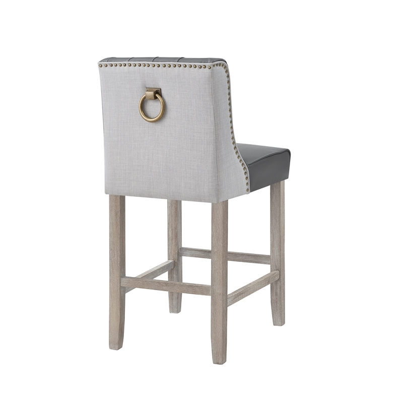 Posh Living Preslie Leather PU Counter Stool (Set of 2) Grey
