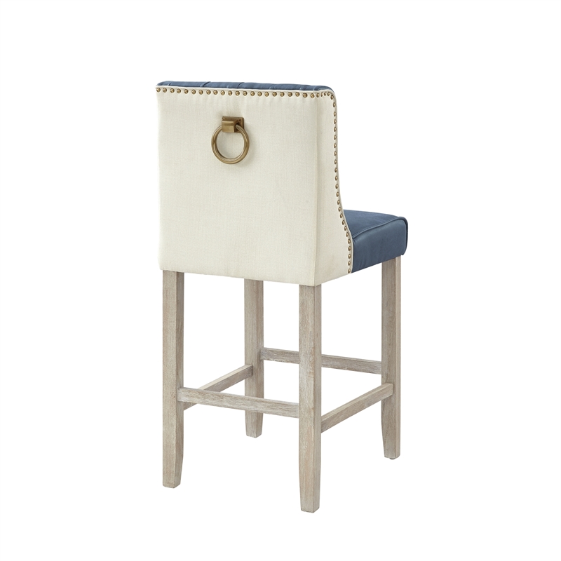 Posh Living Preslie Leather PU Counter Stool (Set of 2) Navy