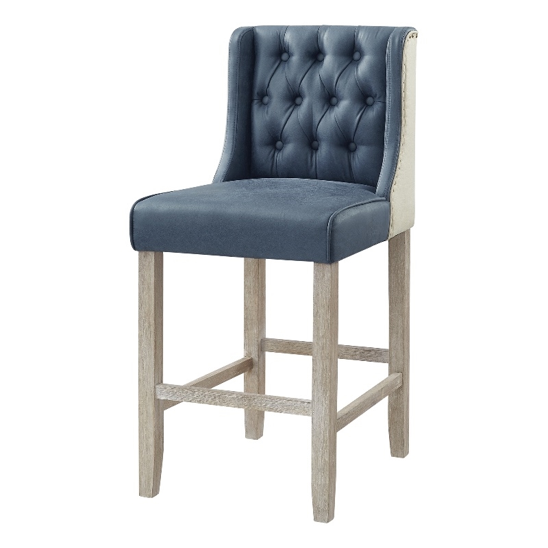 Posh Living Preslie Leather PU Counter Stool (Set of 2) Navy