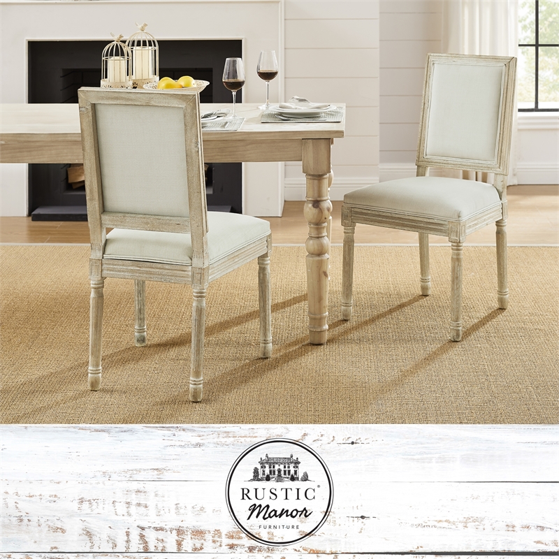 Posh Living Westen Linen Dining Chair (Set of 2) Cream White