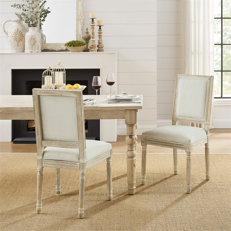 Posh Living Westen Linen Dining Chair (Set of 2) Cream White
