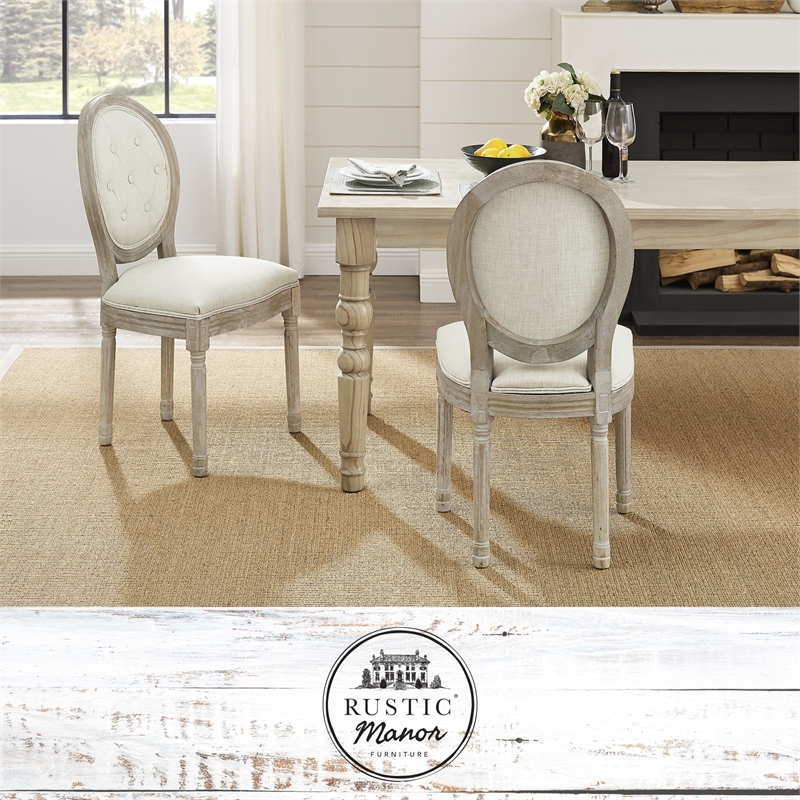 Posh Living Elisheva Linen Dining Chair Cream White