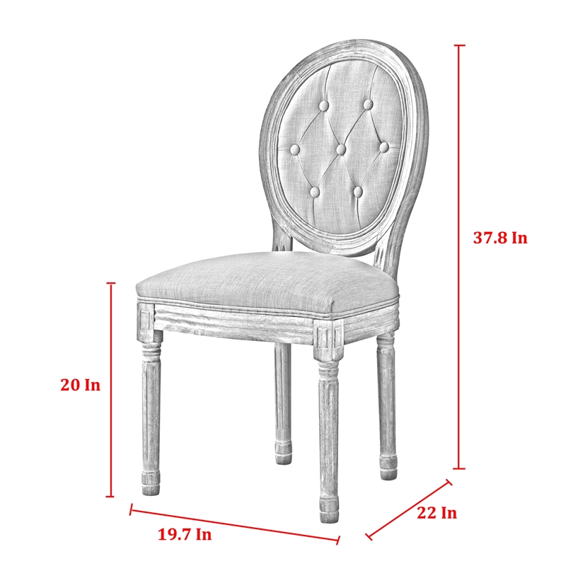 Posh Living Elisheva Linen Dining Chair Cream White