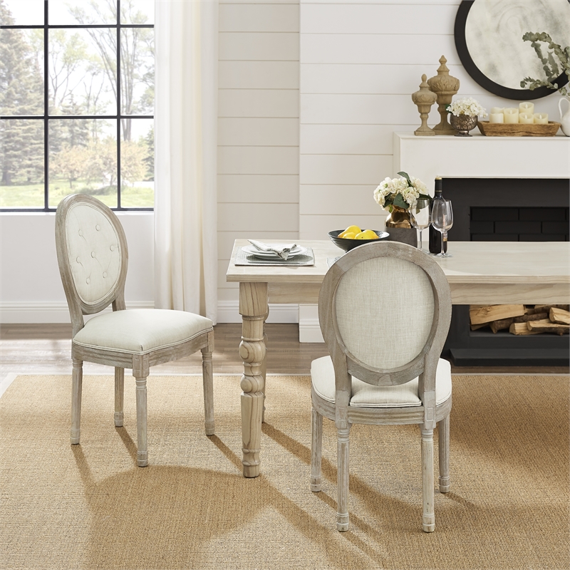 Posh Living Elisheva Linen Dining Chair Cream White