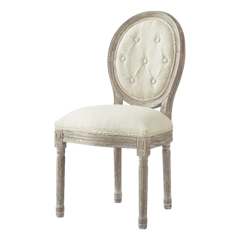 Posh Living Elisheva Linen Dining Chair Cream White