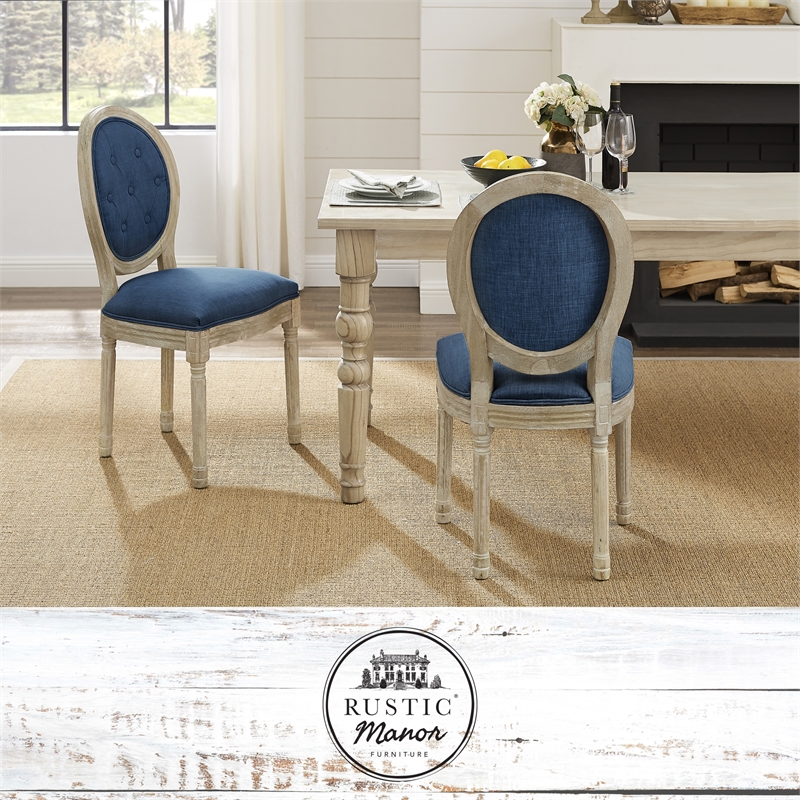 Posh Living Elisheva Linen Dining Chair Navy
