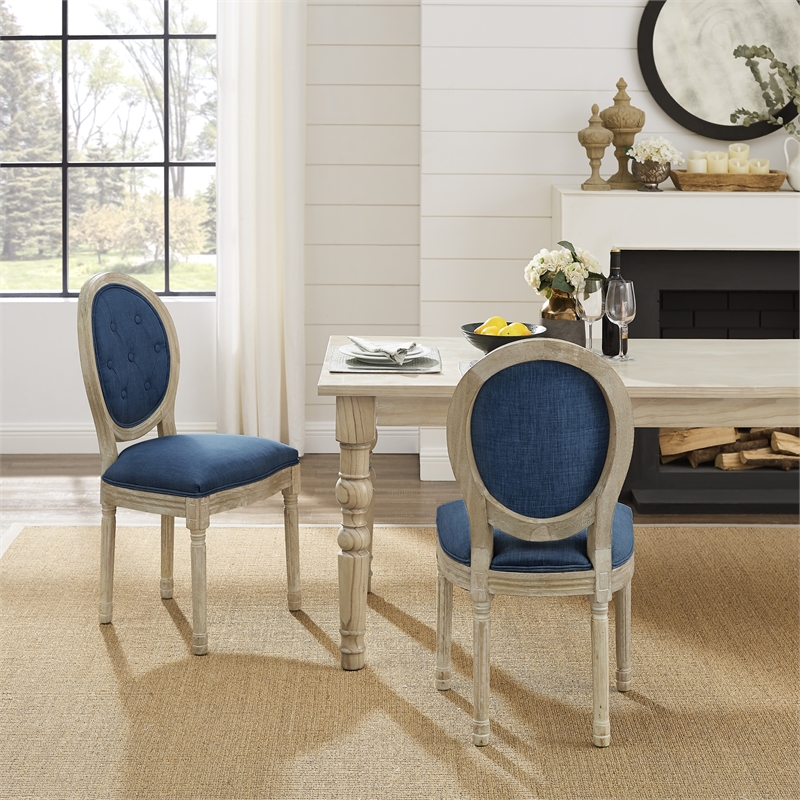 Posh Living Elisheva Linen Dining Chair Navy