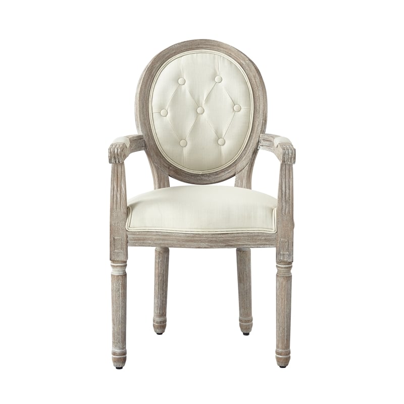 Posh Living Elisheva Linen Dining Chair Cream White