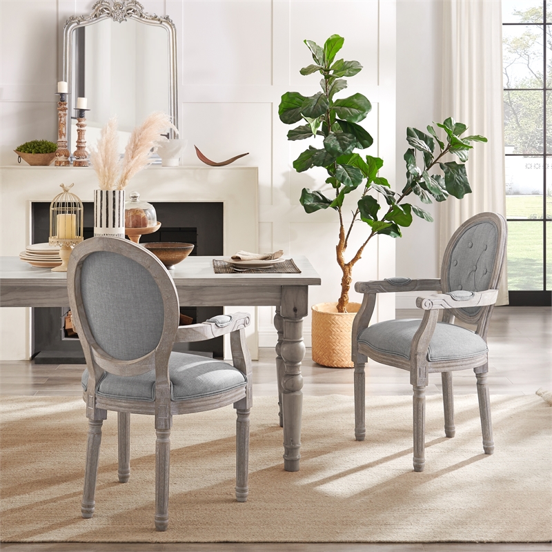 Posh Living Elisheva Linen Dining Chair Grey