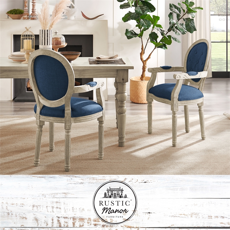 Posh Living Elisheva Linen Dining Chair Navy
