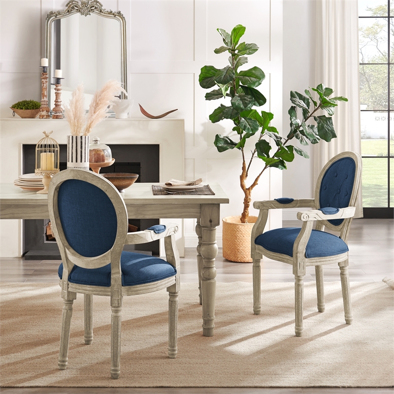 Posh Living Elisheva Linen Dining Chair Navy