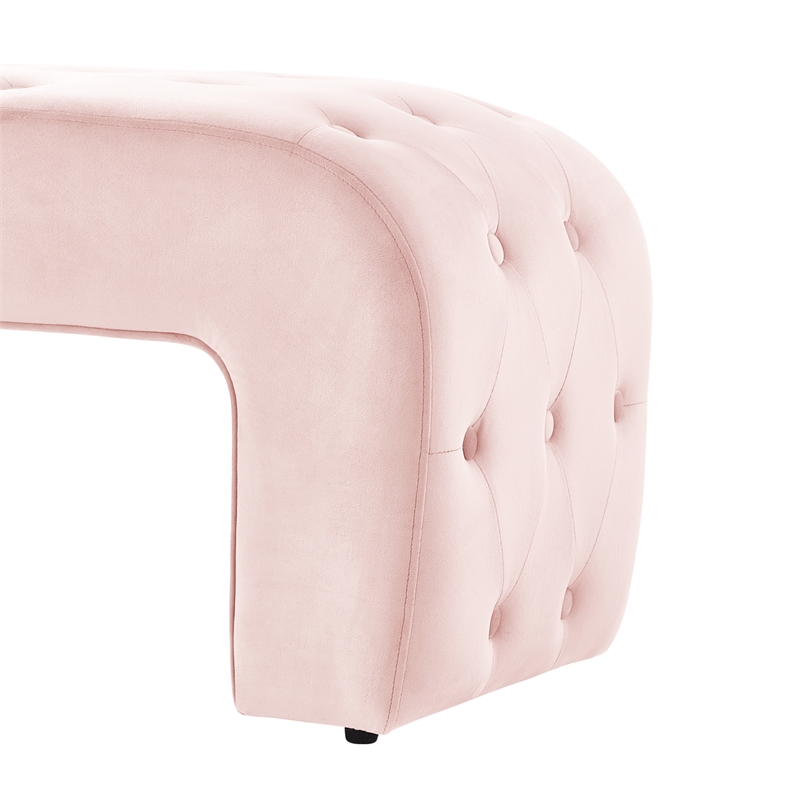 Posh Living Blakelyn Velvet Bench Blush