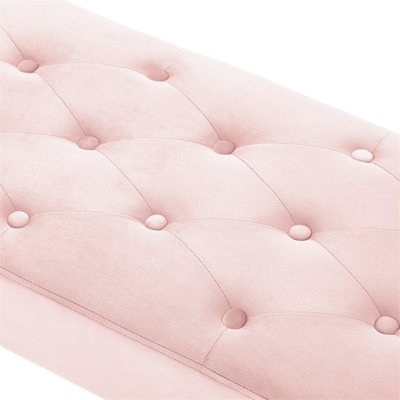Posh Living Blakelyn Velvet Bench Blush