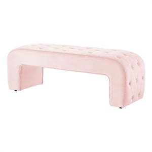 Posh Living Blakelyn Velvet Bench Blush