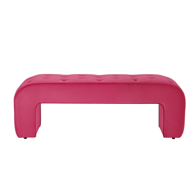 Posh Living Blakelyn Velvet Bench Fuchsia