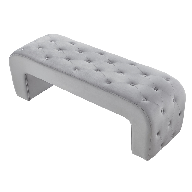Posh Living Blakelyn Velvet Bench Grey