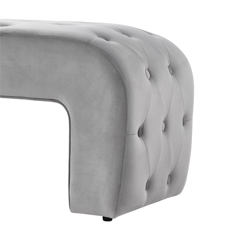 Posh Living Blakelyn Velvet Bench Grey