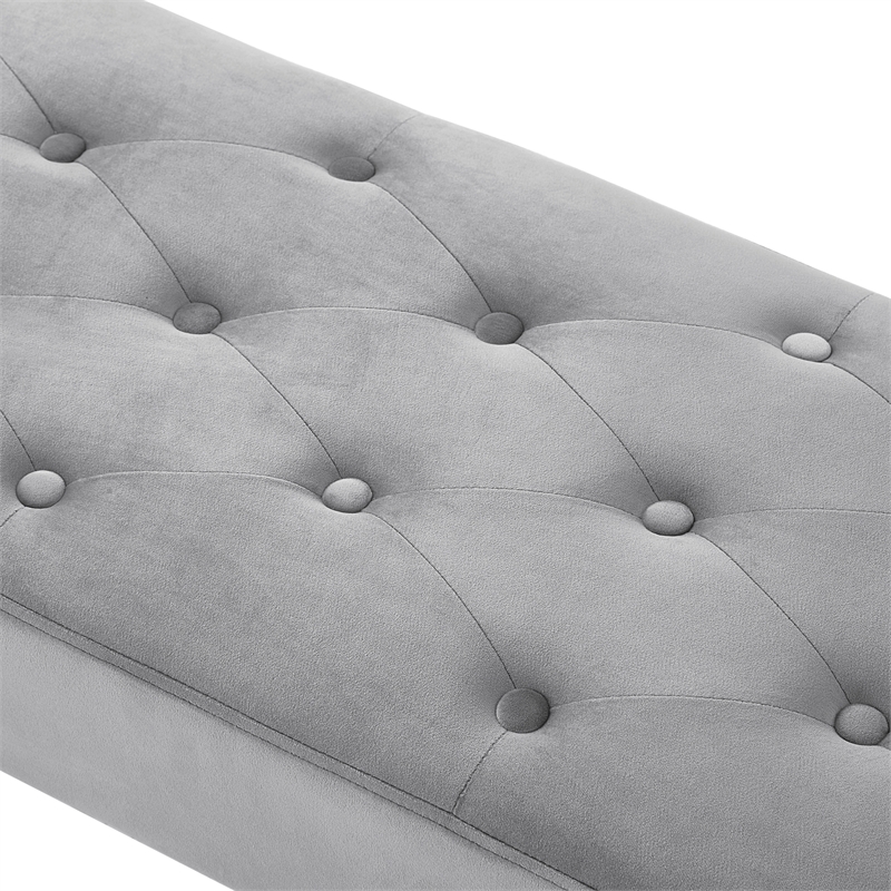 Posh Living Blakelyn Velvet Bench Grey
