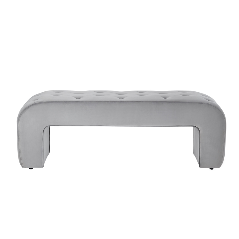 Posh Living Blakelyn Velvet Bench Grey