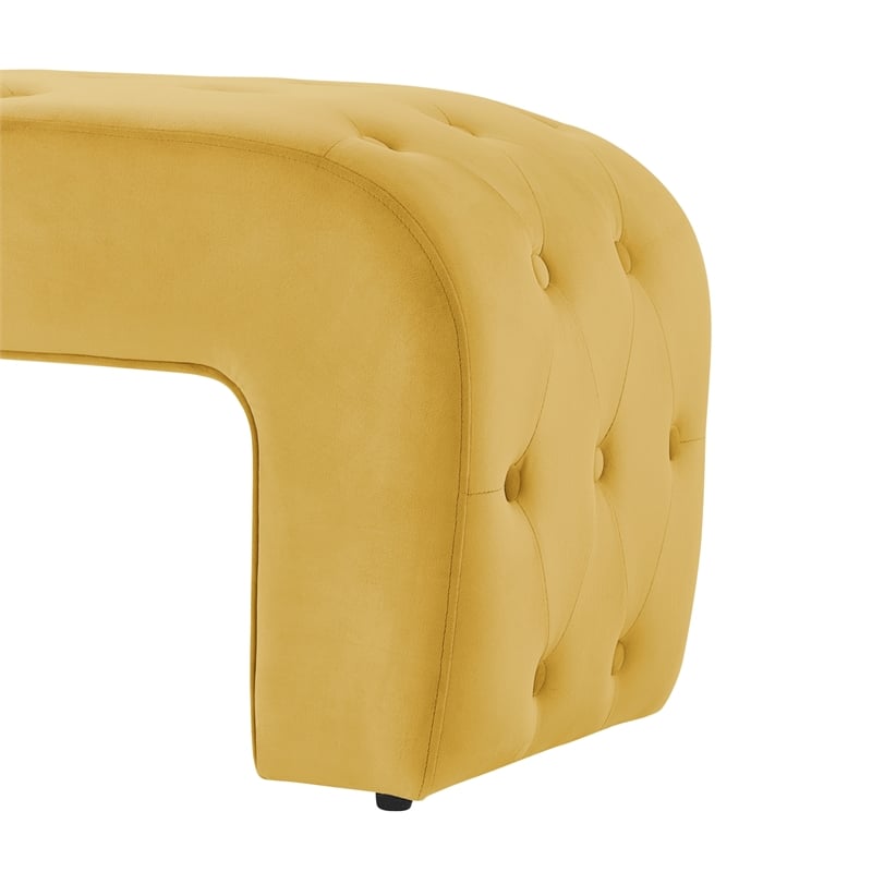 Posh Living Blakelyn Velvet Bench Yellow