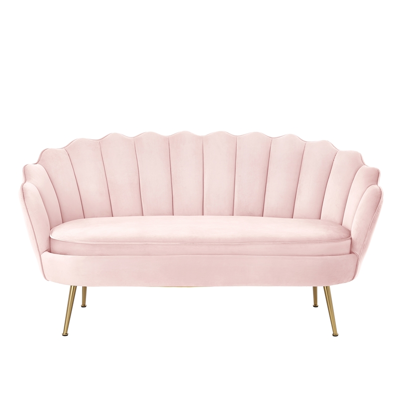 Posh Living Emaline Velvet Loveseat Blush