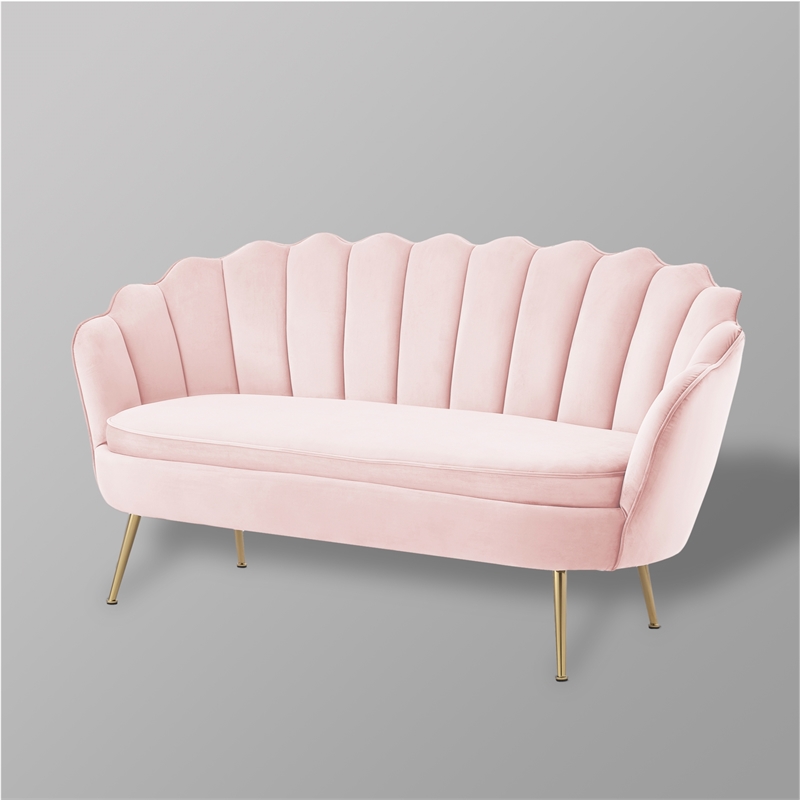 Posh Living Emaline Velvet Loveseat Blush