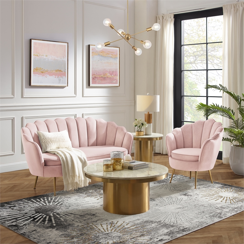 Posh Living Emaline Velvet Loveseat Blush