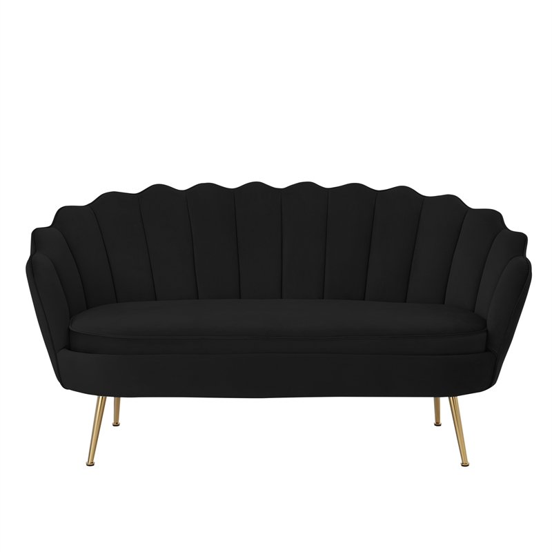 Posh Living Emaline Velvet Loveseat Black