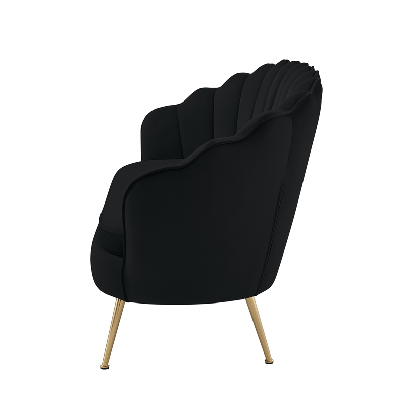 Posh Living Emaline Velvet Loveseat Black
