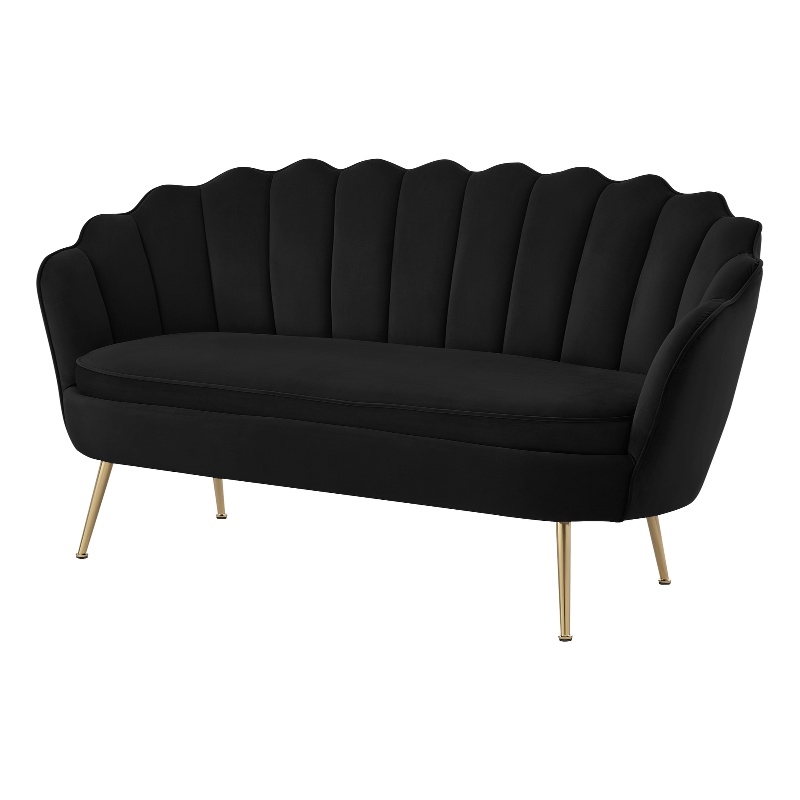 Posh Living Emaline Velvet Loveseat Black