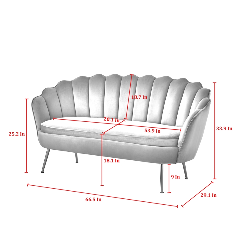Posh Living Emaline Velvet Loveseat Grey