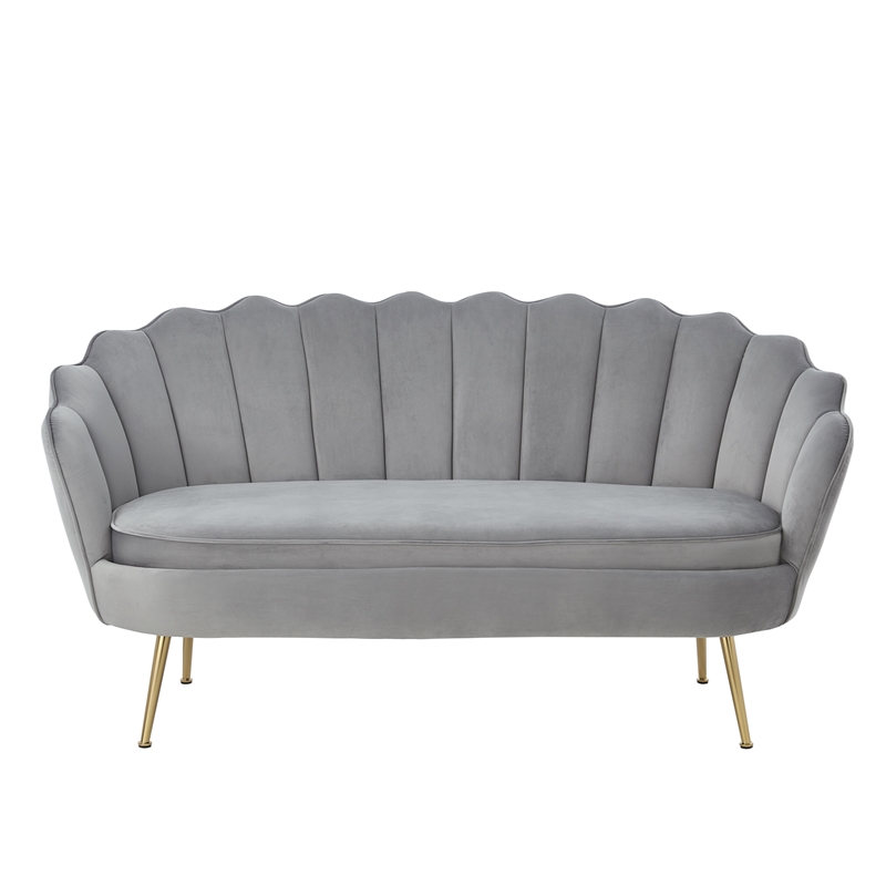 Posh Living Emaline Velvet Loveseat Grey