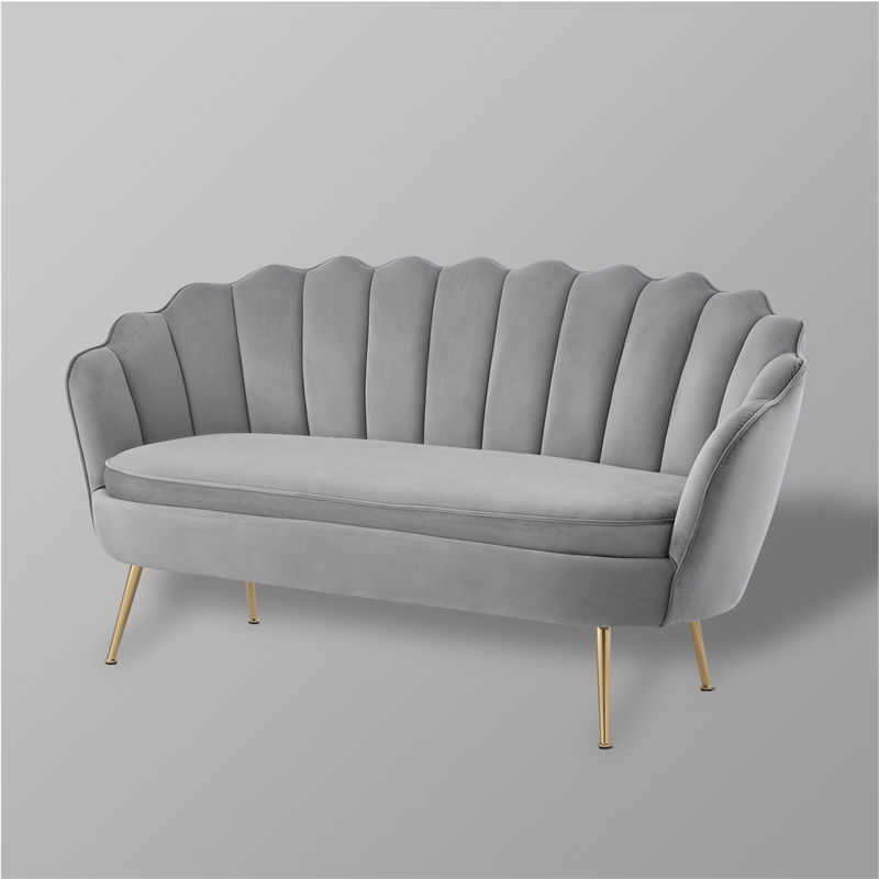 Posh Living Emaline Velvet Loveseat Grey