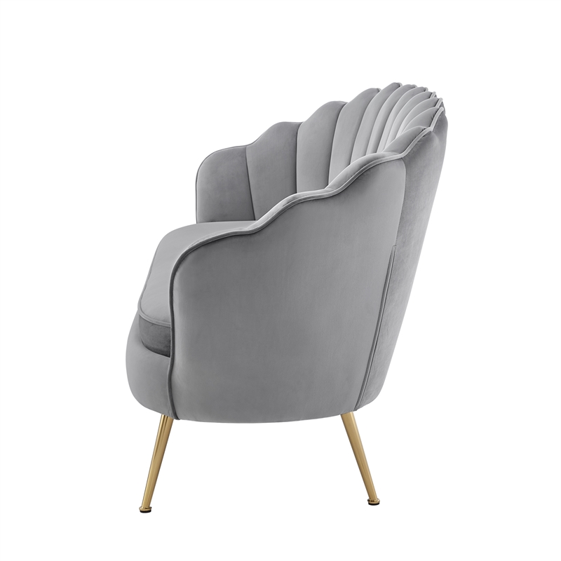 Posh Living Emaline Velvet Loveseat Grey