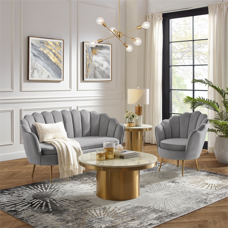 Posh Living Emaline Velvet Loveseat Grey