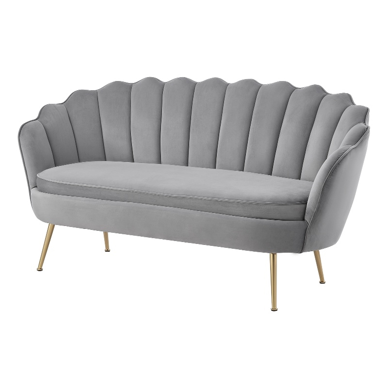 Posh Living Emaline Velvet Loveseat Grey