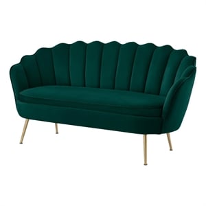 Posh Living Emaline Velvet Loveseat Hunter Green
