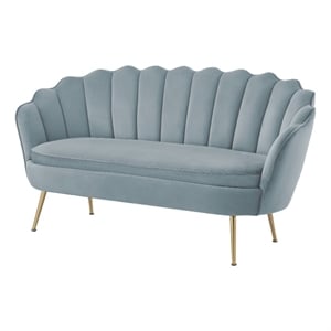 Posh Living Emaline Velvet Loveseat Light Blue